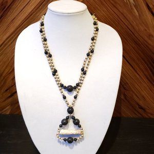 New Elegant Hand-Made Lava & Bone Artisan Necklace